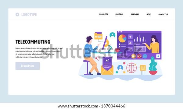 Vector Web Site Design Template Telecommuting Stock Vector