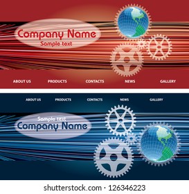 vector web site design templates with globe and sample text in separate layer