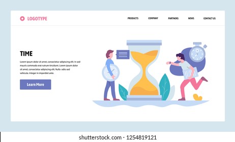 Vector web site gradient design template. Business Project deadline and time management. Landing page concepts for website and mobile development. Modern flat illustration