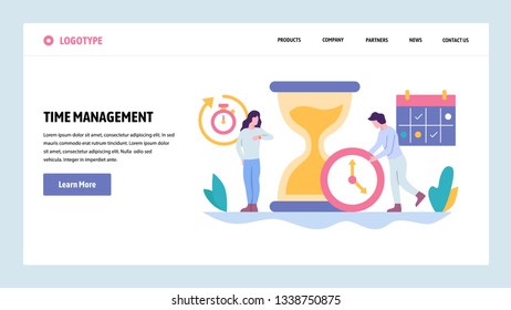 Vector web site gradient design template. Time management concept. Business project deadline. Landing page concepts for website and mobile development. Modern flat illustration