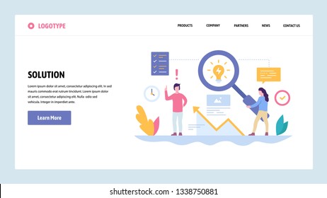 Vector web site gradient design template. Creative process and new ideas. Creativity solution concept. Landing page concepts for website and mobile development. Modern flat illustration