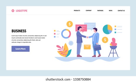 Vector web site gradient design template. Business deal, partnership contract and investment. Landing page concepts for website and mobile development. Modern flat illustration