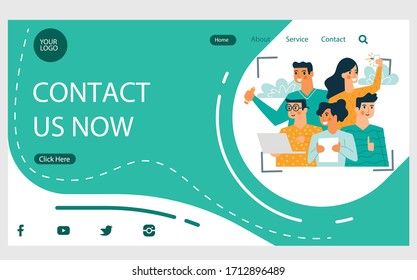 Vector web site gradient design template. Contact Us company information page. Landing page concepts for website and mobile development. Modern flat illustration vector art design.