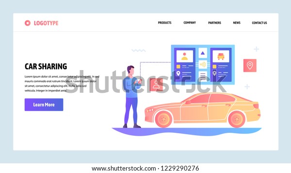 Vector web site gradient design\
template. Car sharing and taxi app. Landing page concepts for\
website and mobile development. Modern flat\
illustration.