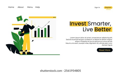 Vector web site linear art design template. Business team do data analysis using finance chart and dashboard. Landing page concepts for website and mobile development. Modern flat illustration.