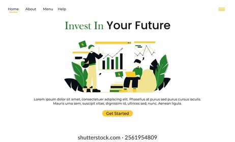 Vector web site linear art design template. Business team do data analysis using finance chart and dashboard. Landing page concepts for website and mobile development. Modern flat illustration.