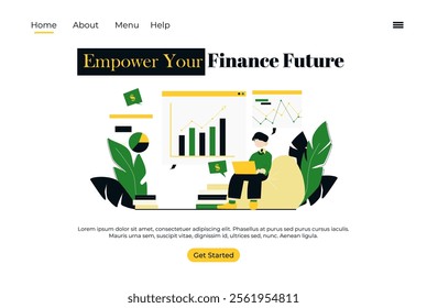 Vector web site linear art design template. Business team do data analysis using finance chart and dashboard. Landing page concepts for website and mobile development. Modern flat illustration.