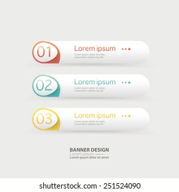 Vector web site navigation elements One Two Three Four steps, progress banners with colorful tags.