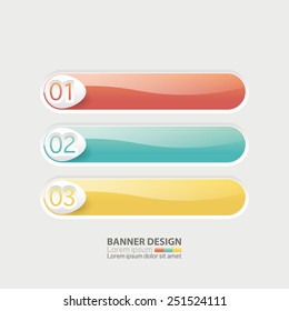 Vector web site navigation elements One Two Three Four steps, progress banners with colorful tags.