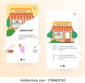 Plantilla de pantalla de internado del sitio web de vectores. Librería, lectura. Banners de menú para el desarrollo de sitios web y aplicaciones móviles.