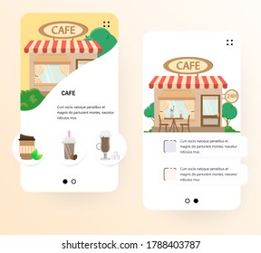 Vector web site onboarding screens template. Cafe. Menu banners for website and mobile app development.