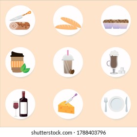 Vector web site onboarding screens template. Set of food icons. Menu banners for website and mobile app development.