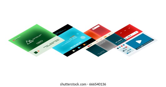 Vector web site page design development concept, isometric 3d semi flat style