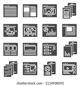 Vector web site page templates interface collection icon on white background