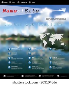 vector web template with blurry landscape, for various business