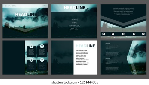 Vector web template. Corporate website design. Minimalistic multifunctional media backdrop. Editable. Blurred mountain landscape