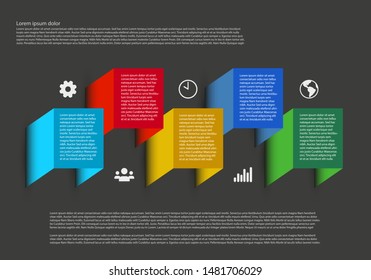 Vector web template with fife color text boxes - Vector