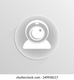 Vector webcam icon on a white button with shadow 
