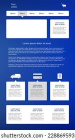 Vector webdesign. Clean graphic web template with bright blue vector background