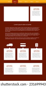 Vector webdesign. Clean graphic web template with bright red background