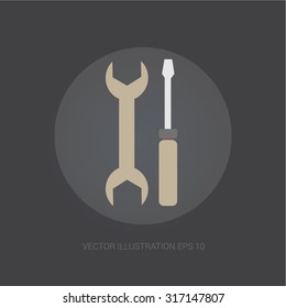 Vector web-icon in dark gray background "setting"