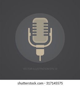 Vector web-icon in dark grey background "microphone"