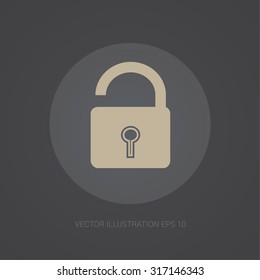 Vector web-icon in dark grey background "open lock"
