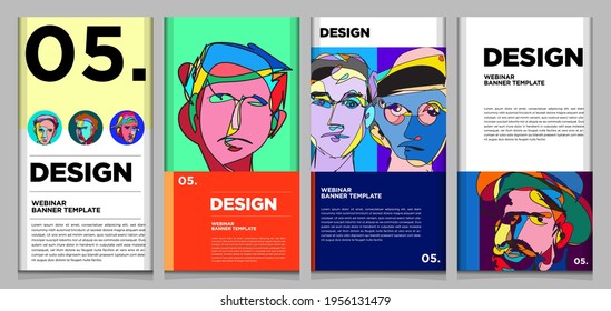 Vector webinar banner template with colorful abstract shape