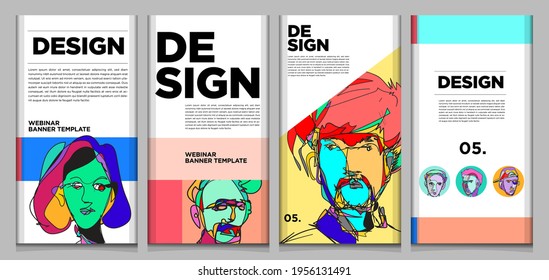 Vector webinar banner template with colorful abstract shape