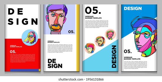 Vector webinar banner template with colorful abstract shape