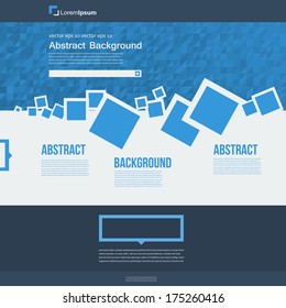 Vector  website. Abstract blue brochure card and squares