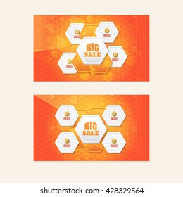 Vector Website Banner, Horizontal Header Design, Big Sale Background Template Set