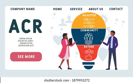 Vector website design template . ACR - Adjusted Community Rating acronym. business concept background. illustration for website banner, marketing materials, business presentation, online advertising.
