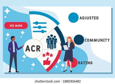 Vector website design template . ACR - Adjusted Community Rating acronym. business concept background. illustration for website banner, marketing materials, business presentation, online advertising.