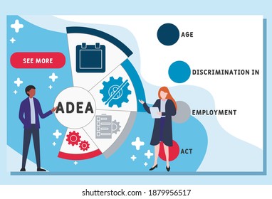 Vector website design template . ADEA - Age Discrimination in Employment Act acronym. business concept background. illustration for website banner, marketing materials, business presentation, online