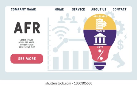 Vector website design template . AFR - Applicable Federal Rate acronym. business concept background. illustration for website banner, marketing materials, business presentation, online advertising.