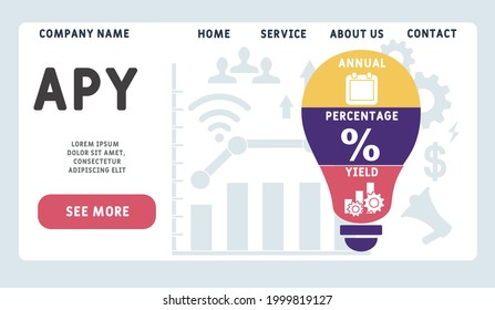 Vector website design template . APY - Annual Percentage Yield acronym. business concept. illustration for website banner, marketing materials, business presentation, online advertising.