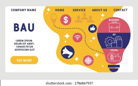 Vector website design template . BAU - Business as Usual. business concept background. illustration for website banner, marketing materials, business presentation, online advertising.
