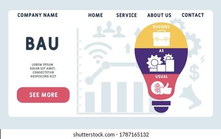 Vector website design template . BAU - Business as Usual. business concept background. illustration for website banner, marketing materials, business presentation, online advertising.