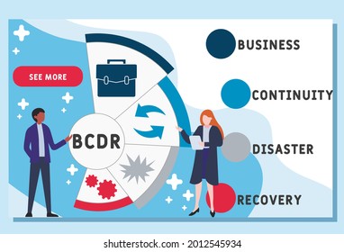 Vector website design template . BCDR - Business Continuity Disaster Recovery acronym. business concept. illustration for website banner, marketing materials, business presentation, online advertising