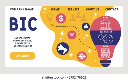 Vector website design template . BIC - Bank Identifier Code  acronym. business concept background. illustration for website banner, marketing materials, business presentation, online advertising