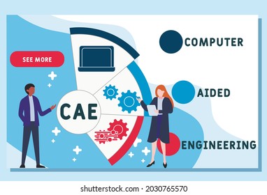 Vector website design template . CAE - Computer Aided Engineering acronym. business concept. illustration for website banner, marketing materials, business presentation, online advertising.
