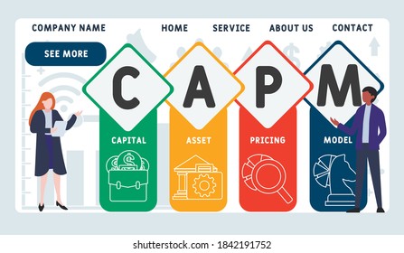 Vector website design template . CAPM - capital asset pricing model acronym, business concept. illustration for website banner, marketing materials, business presentation, online advertising. 