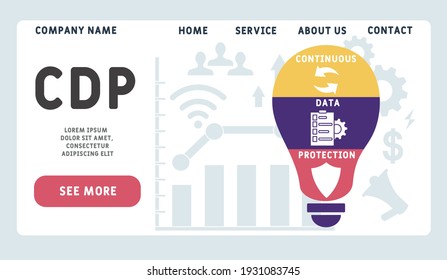 Vector website design template . CDP - Continuous Data Protection  business concept background. illustration for website banner, marketing materials, business presentation