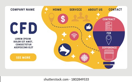 Vector website design template . CFD  - contract for difference, business concept. illustration for website banner, marketing materials, business presentation, online advertising. 