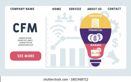 Vector website design template . CFM - certified financial manage illustration for website banner, marketing materials, business presentation, online advertising.