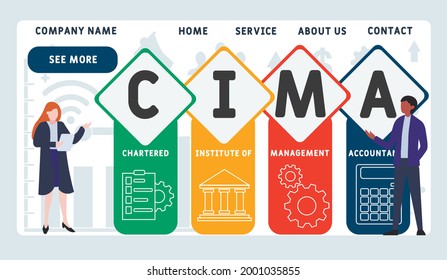 Vector website design template . CIMA - Chartered Institute of Management Accountants  acronym. business concept. illustration for website banner, marketing materials, business presentation, online ad