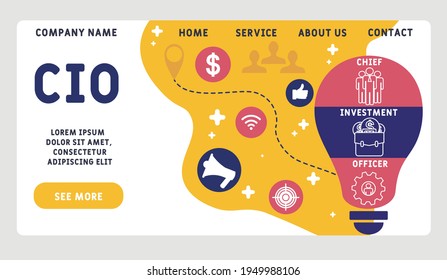 Vector website design template . CIO - Chief Investment Officer acronym. business concept background. illustration for website banner, marketing materials, business presentation, online advertising