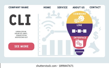 Vector website design template . CLI - Command Line Interface  acronym. business concept background. illustration for website banner, marketing materials, business presentation, online advertising. 