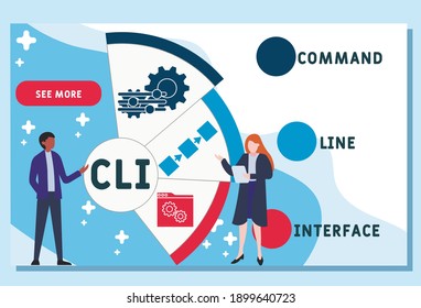 Vector website design template . CLI - Command Line Interface  acronym. business concept background. illustration for website banner, marketing materials, business presentation, online advertising. 